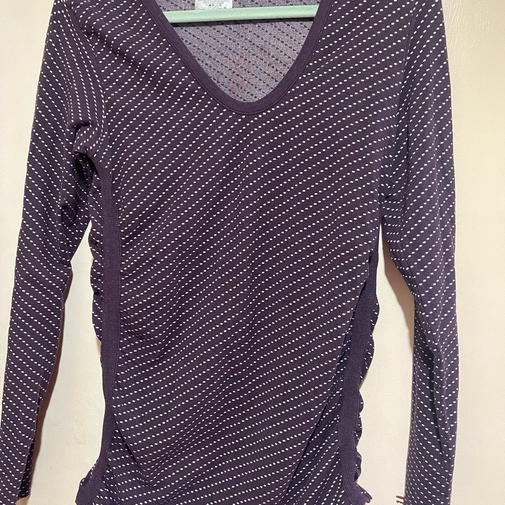 Athleta Dark Purple Long Sleeve Top with White Dots